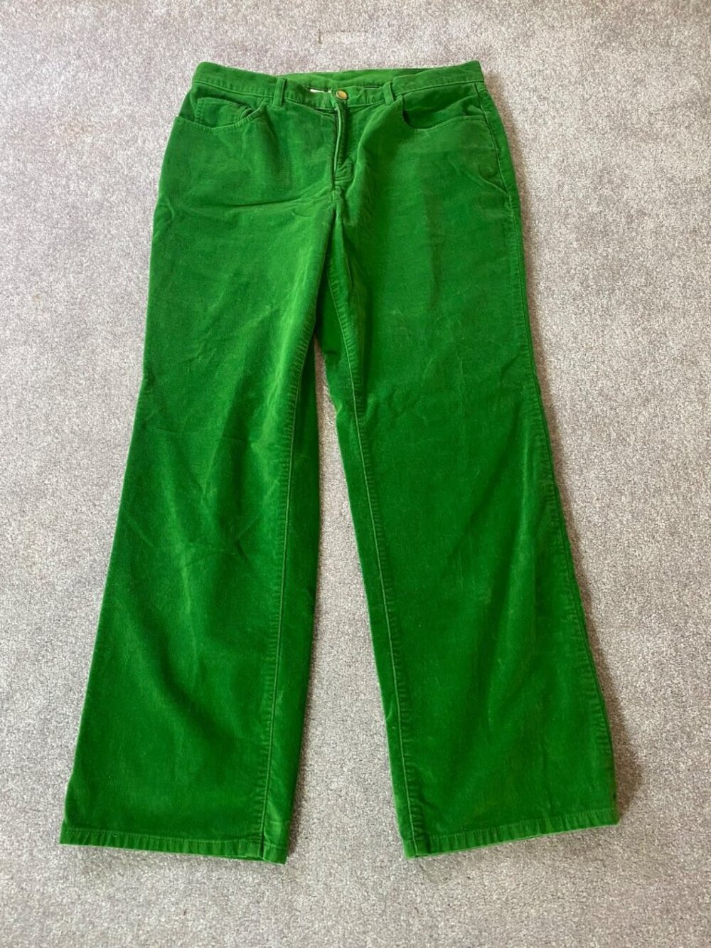 Talbots Petites Green Corduroy Pants Stretch Cotton Blend Straight Leg Size 10